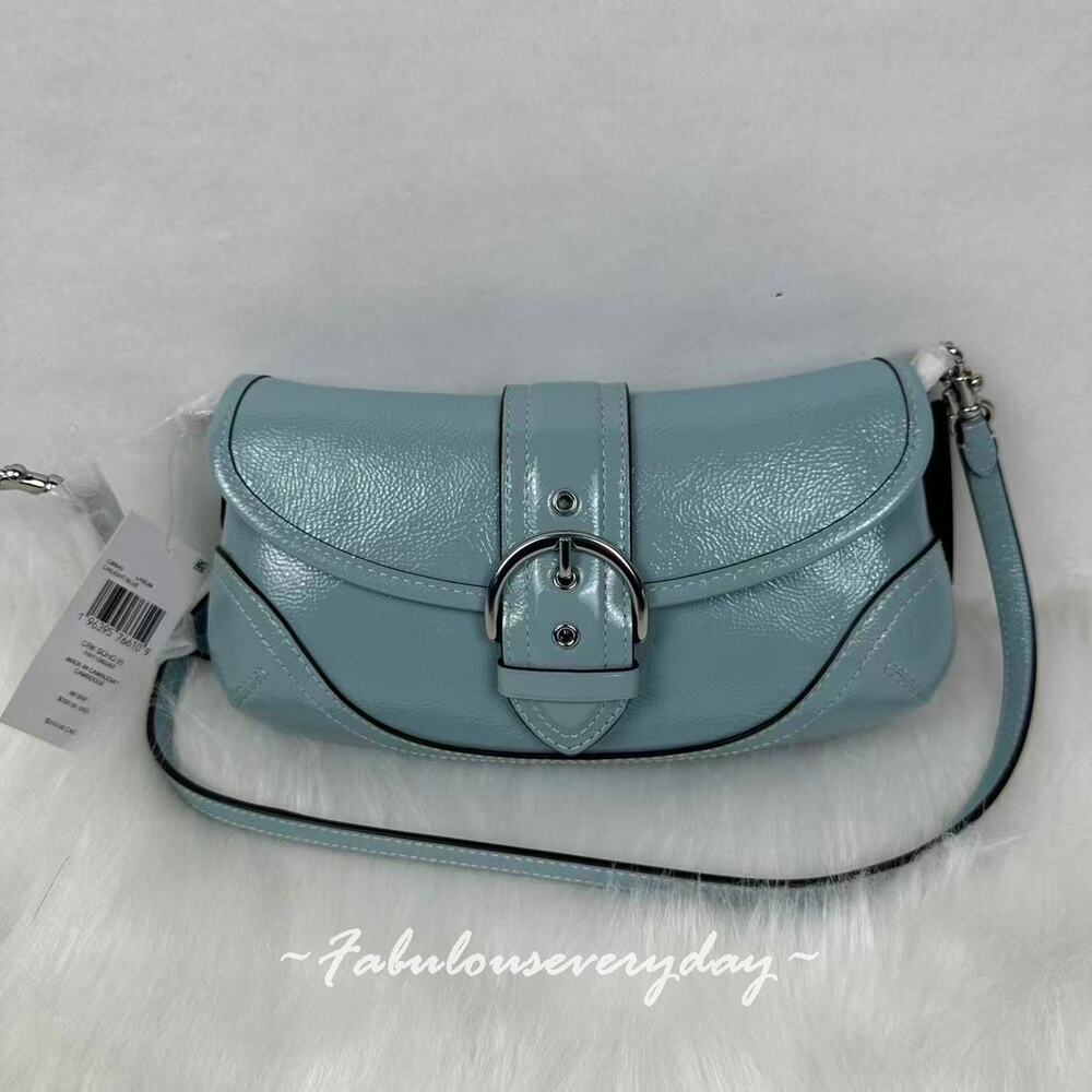 COACH Soho Bag 25 Shoulder Crossbody In Leather/silver/Light Blue CAN43 NWT